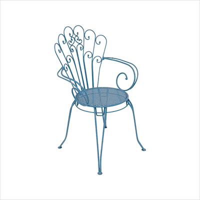 Gartenstuhl _Vintage Rialto_ mit Armlehne, blau (ohne Polster) div. Modelle_oblique